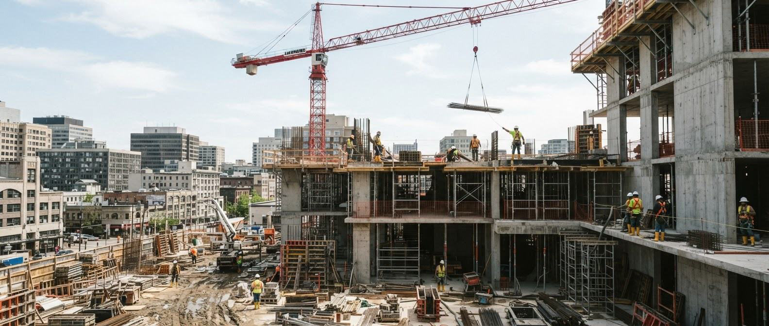 Tower crane over a building under construction